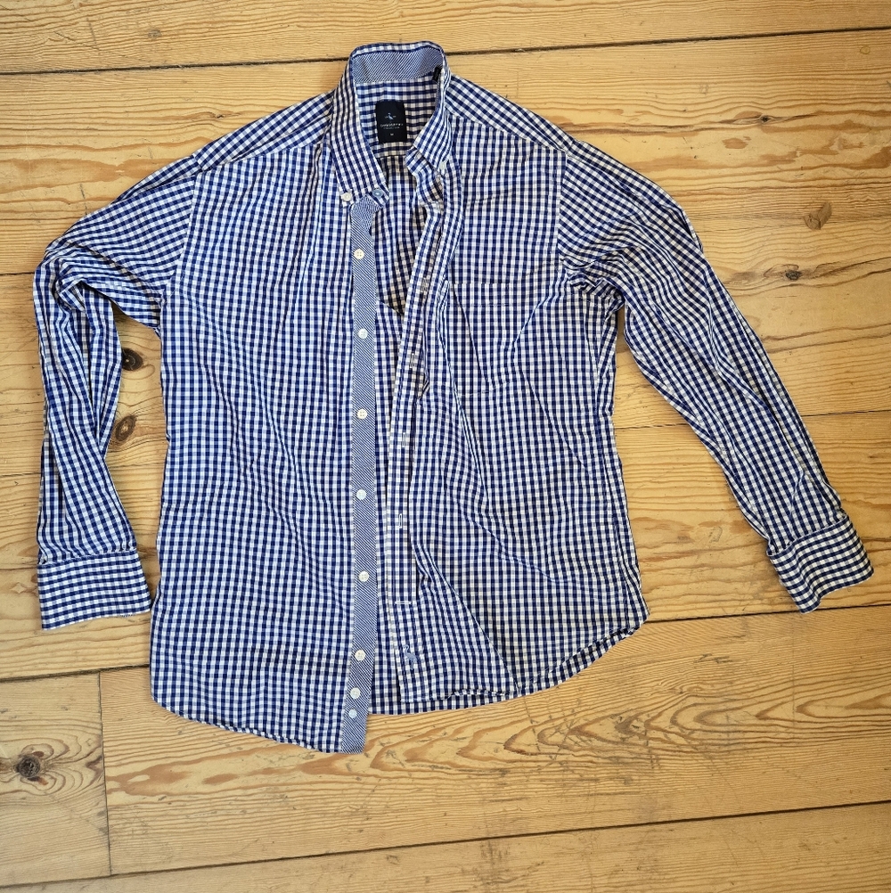 TailorByrd Blue Gingham Button-Down Shirt Men’s M
